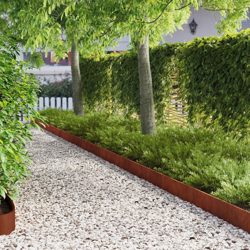 Bordure de Pelouse 10 pcs 103 x 15 cm Acier Rouillé 621681621681