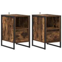 Table de chevet avec tiroir 2 pcs Chêne Fumé 39,5 x 30 x 50 cm 621682621682