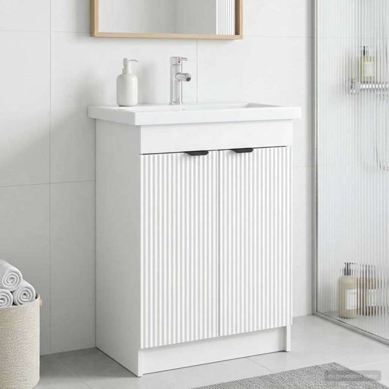 Armoire sous évier de salle de bain Blanc 56 x 37,5 x 81 cm 621687621687