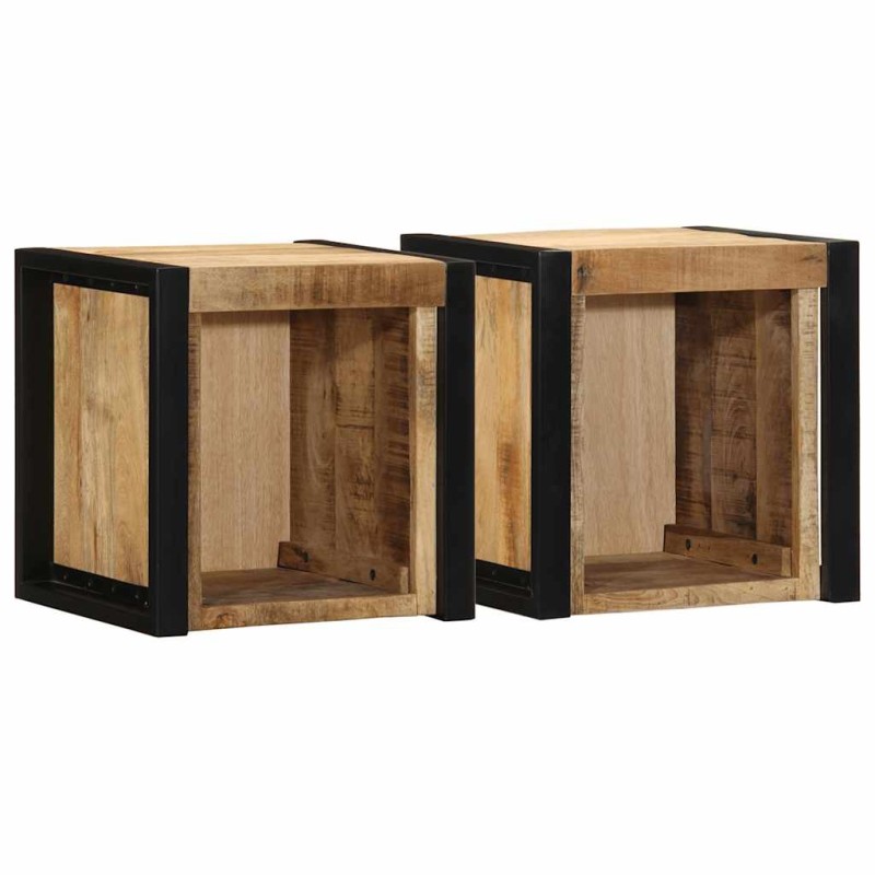Tables de chevet 2 pcs 40x35x40 cm bois de manguier massif brut 621696621696