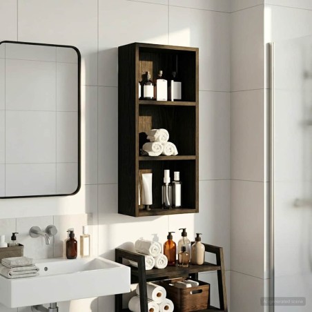 Armoire murale de salle de bain Chêne Noir 30 x 14 x 70 cm 621707621707