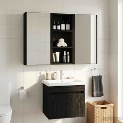 Armoire murale de salle de bain Chêne Noir 30 x 14 x 70 cm 621707621707