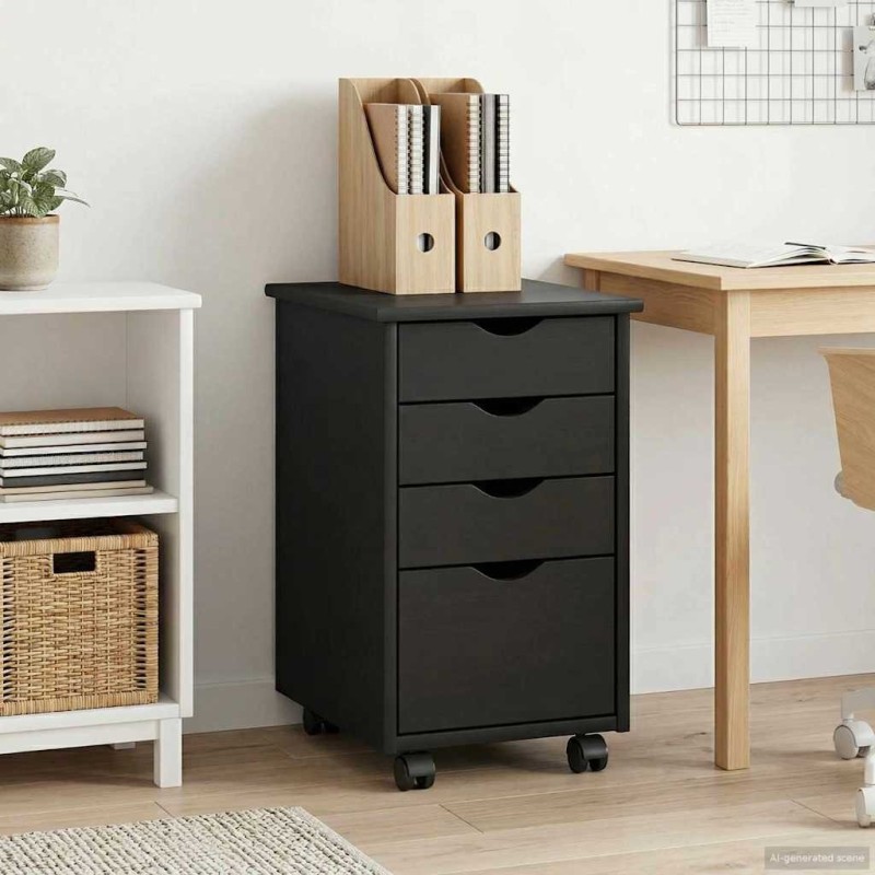 Cabinet roulant avec roue Gris 34 x 39 x 56 cm Pin massif 621708621708