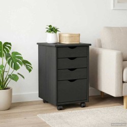 Cabinet roulant avec roue Gris 34 x 39 x 56 cm Pin massif 621708621708