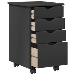 Cabinet roulant avec roue Gris 34 x 39 x 56 cm Pin massif 621708621708