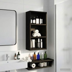 Armoire murale de salle de bain Chêne Noir 30 x 16 x 62,5 cm 621712621712