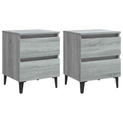 Tables de chevet pieds en métal 2 pcs Sonoma gris 40x35x50 cm 621719621719
