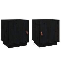 Tables de chevet 2 pcs Noir 40x34x45 cm Bois de pin massif 621720621720