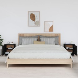 Tables de chevet 2 pcs Noir 40x34x45 cm Bois de pin massif 621720621720