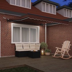 Auvent rétractable automatique avec LED marron 300x250 cm 621726621726