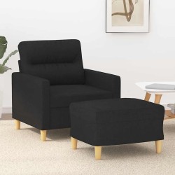 Fauteuil avec repose-pied Noir 60 cm Tissu 621740621740