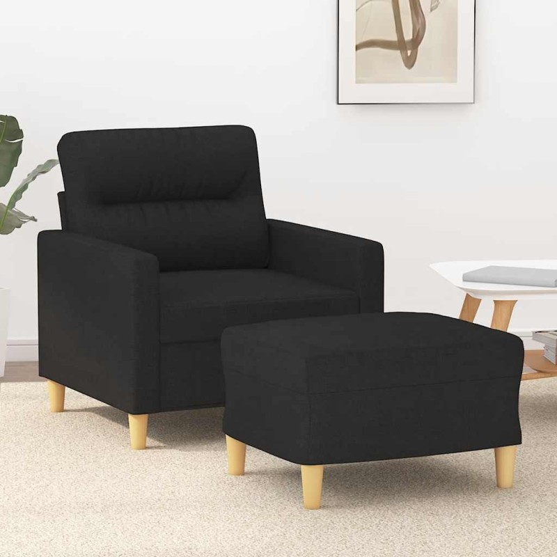 Fauteuil avec repose-pied Noir 60 cm Tissu 621740621740