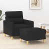 Fauteuil avec repose-pied Noir 60 cm Tissu 621740621740