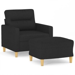 Fauteuil avec repose-pied Noir 60 cm Tissu 621740621740