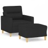 Fauteuil avec repose-pied Noir 60 cm Tissu 621740621740