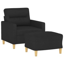 Fauteuil avec repose-pied Noir 60 cm Tissu 621740621740