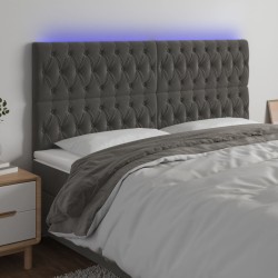 Tête de lit à LED Gris foncé 200x7x118/128 cm Velours 621743621743