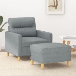 Fauteuil avec repose-pied Gris clair 60 cm Tissu 621749621749