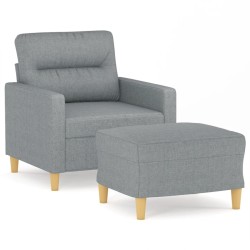 Fauteuil avec repose-pied Gris clair 60 cm Tissu 621749621749