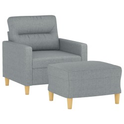 Fauteuil avec repose-pied Gris clair 60 cm Tissu 621749621749