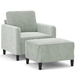 Fauteuil avec repose-pied Gris clair 60 cm Velours 621754621754