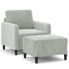 Fauteuil avec repose-pied Gris clair 60 cm Velours 621754621754