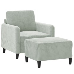Fauteuil avec repose-pied Gris clair 60 cm Velours 621754621754