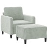 Fauteuil avec repose-pied Gris clair 60 cm Velours 621754621754