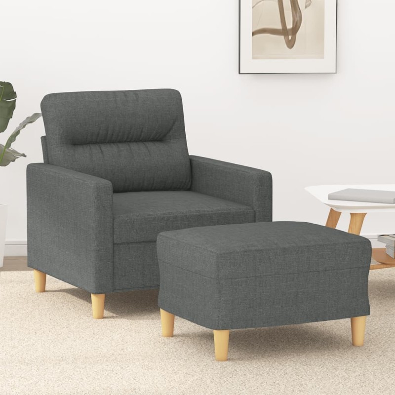 Fauteuil avec repose-pied Gris foncé 60 cm Tissu 621757621757