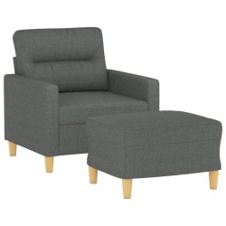 Fauteuil avec repose-pied Gris foncé 60 cm Tissu 621757621757