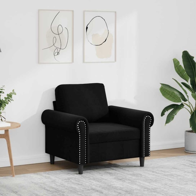 Fauteuil Noir 60 cm Velours 621779621779