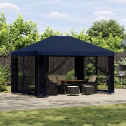 Abri de jardin avec parois 4 × 3 m Bleu Polyester et Acier 621781621781