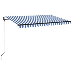 Auvent automatique capteur de vent/LED 300x250 cm Bleu et blanc 621791621791
