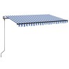 Auvent automatique capteur de vent/LED 300x250 cm Bleu et blanc 621791621791