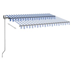 Auvent automatique capteur de vent/LED 300x250 cm Bleu et blanc 621791621791