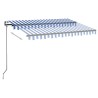 Auvent automatique capteur de vent/LED 300x250 cm Bleu et blanc 621791621791