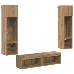 Unité murale de TV 6 pcs Chêne artisanal Bois d'ingénierie 621795621795