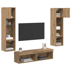 Unité murale de TV 6 pcs Chêne artisanal Bois d'ingénierie 621795621795