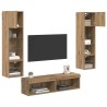 Unité murale de TV 6 pcs Chêne artisanal Bois d'ingénierie 621795621795