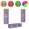 Unité murale de TV 6 pcs Chêne artisanal Bois d'ingénierie 621795621795