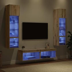 Unité murale de TV 6 pcs Chêne artisanal Bois d'ingénierie 621795621795