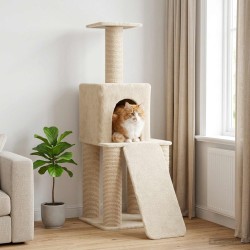Arbre à chat avec poteaux à griffer en sisal Crème 146 cm 621799621799