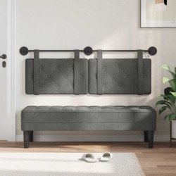 Tête de lit suspendue Avec lumière LED Gris foncé Velours 621806621806