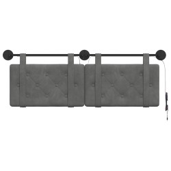 Tête de lit suspendue Avec lumière LED Gris foncé Velours 621806621806