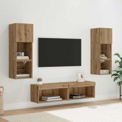 Unité murale de TV 6 pcs Chêne artisanal Bois d'ingénierie 621809621809