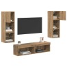 Unité murale de TV 6 pcs Chêne artisanal Bois d'ingénierie 621809621809
