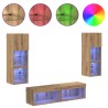 Unité murale de TV 6 pcs Chêne artisanal Bois d'ingénierie 621809621809