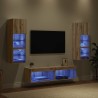 Unité murale de TV 6 pcs Chêne artisanal Bois d'ingénierie 621809621809