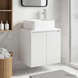 Vanité de lavabo mural Blanc 53 x 35 x 63 cm Bois d'ingénierie 621818621818