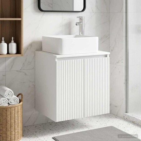 Vanité de lavabo mural Blanc 53 x 35 x 63 cm Bois d'ingénierie 621818621818
